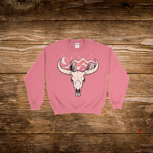 Pink Bull Skull Crewneck