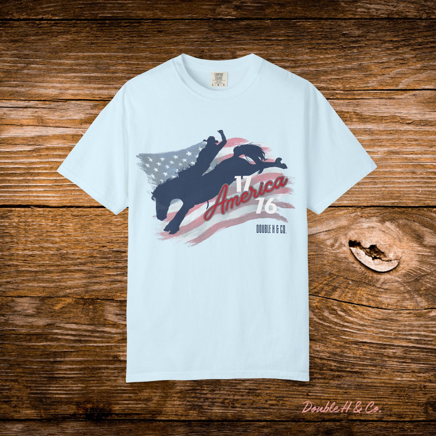 American Flag Bucking Horse Graphic Tee