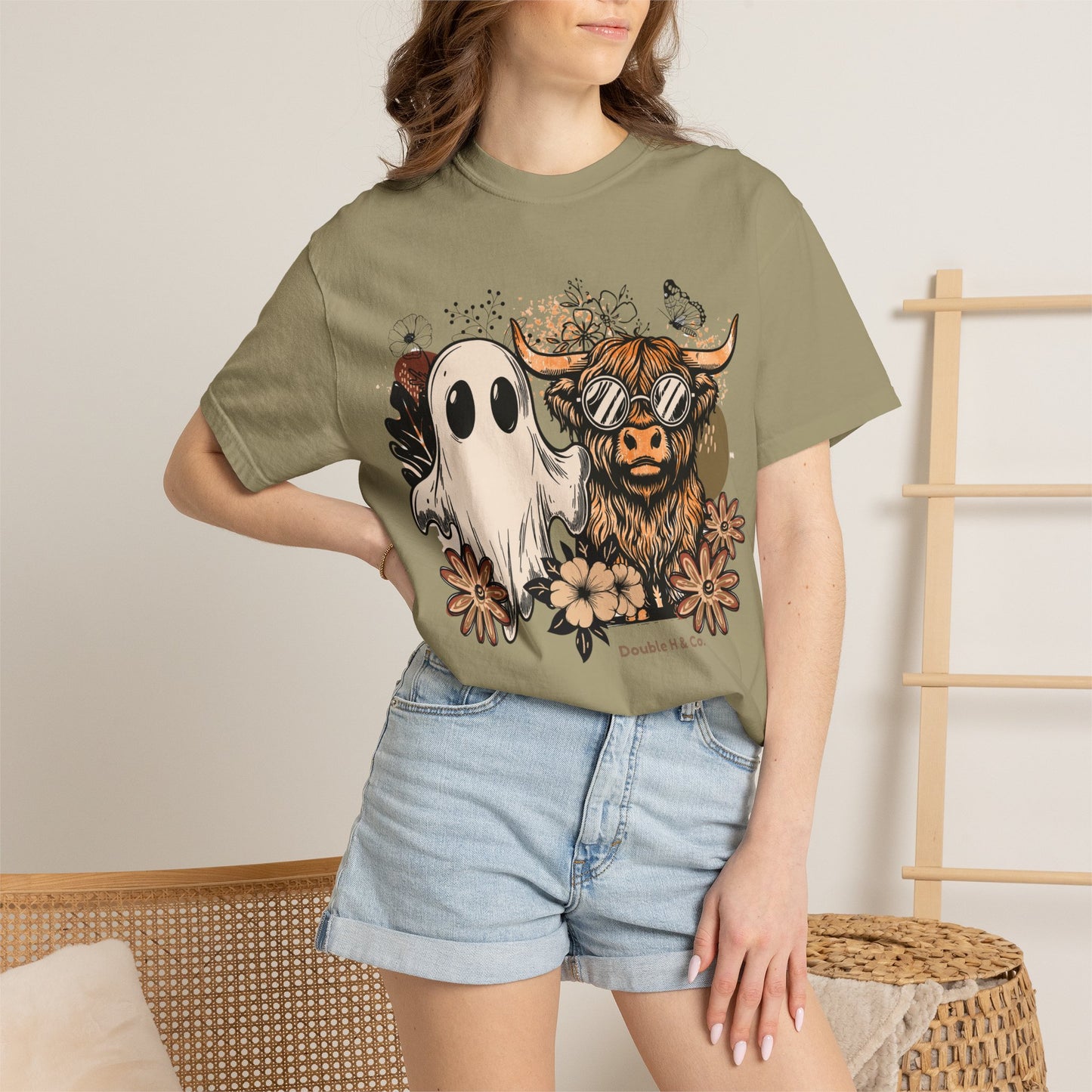 Floral Cow & Ghost Tee