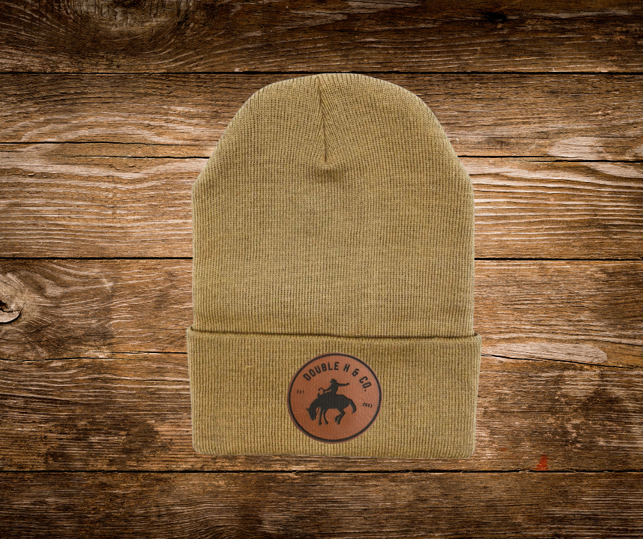 Winter Beanie Leather Logo Patch Hats