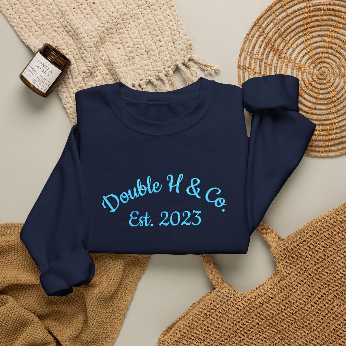Double H & Co. Embroidered Crewneck - Turquoise