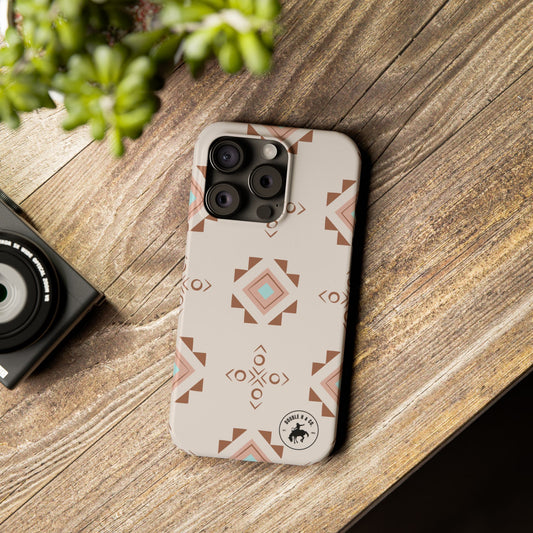 Southwest Geometric Slim Phone Case — Neutral Aztec Pattern