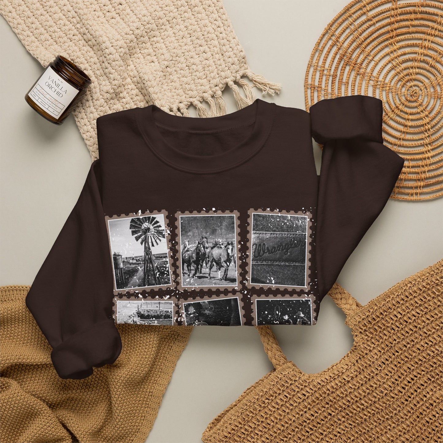 Rustic Postage Stamp Crewneck