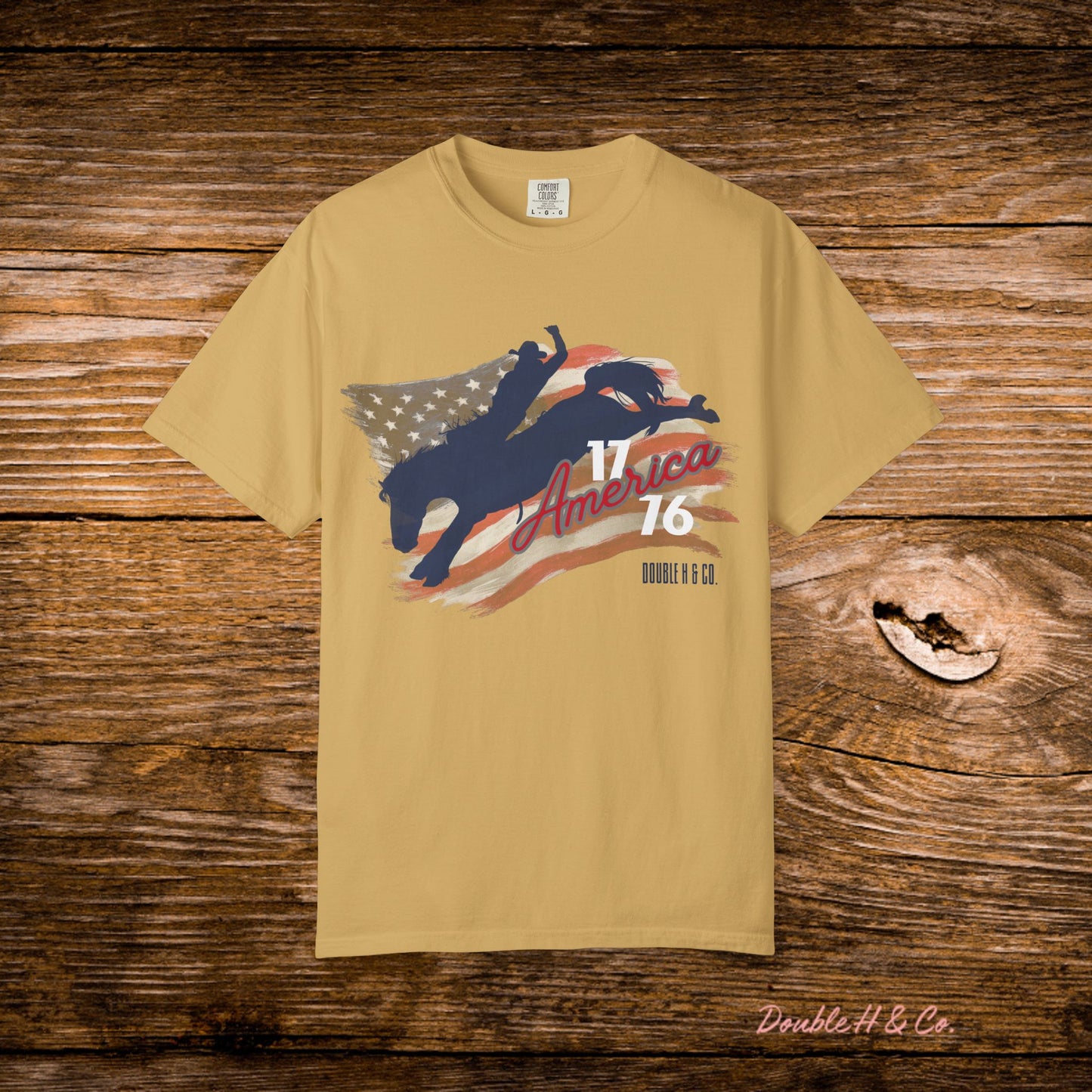 American Flag Bucking Horse Graphic Tee