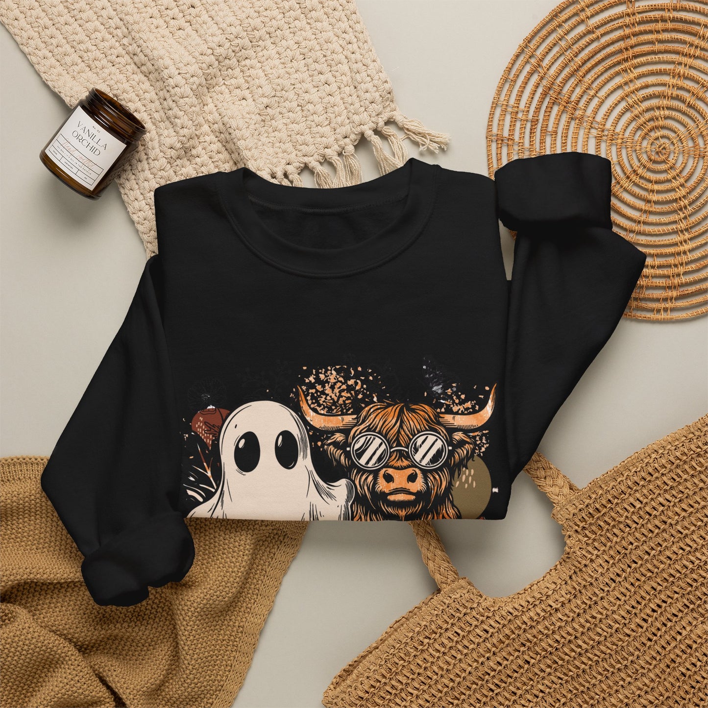 Floral Cow & Ghost Crewneck