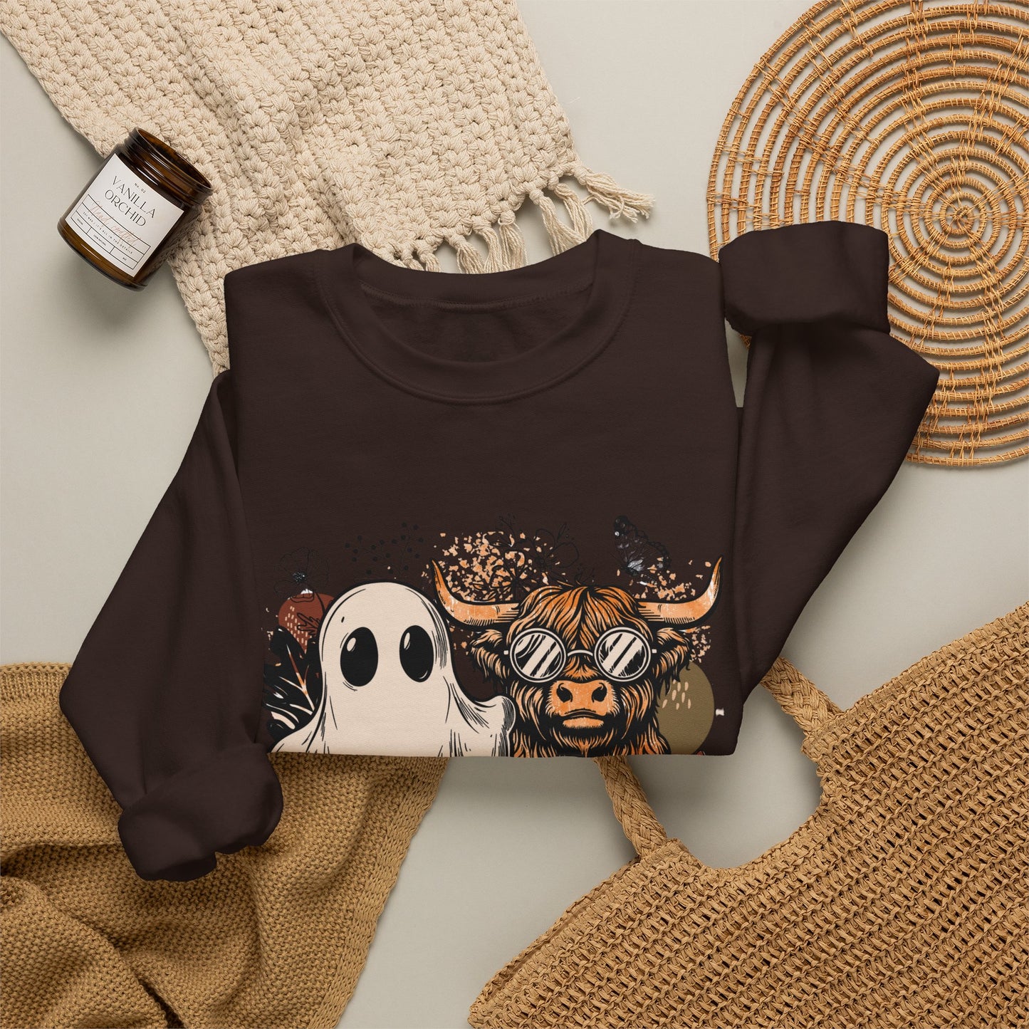 Floral Cow & Ghost Crewneck