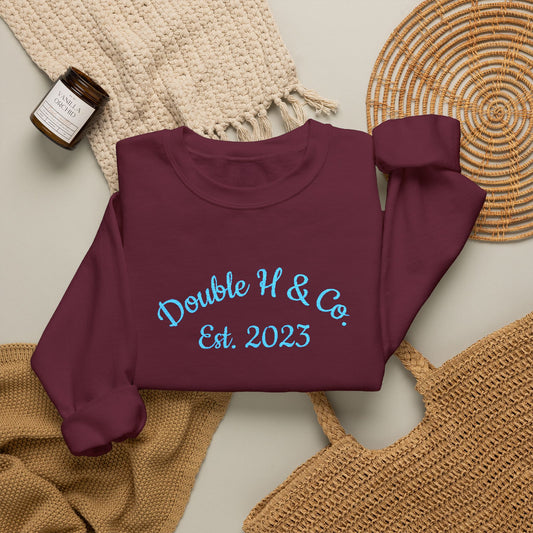 Double H & Co. Embroidered Crewneck - Turquoise