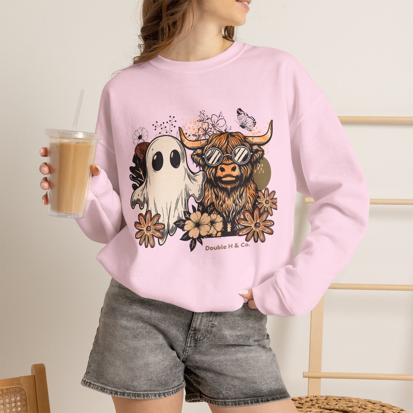 Floral Cow & Ghost Crewneck