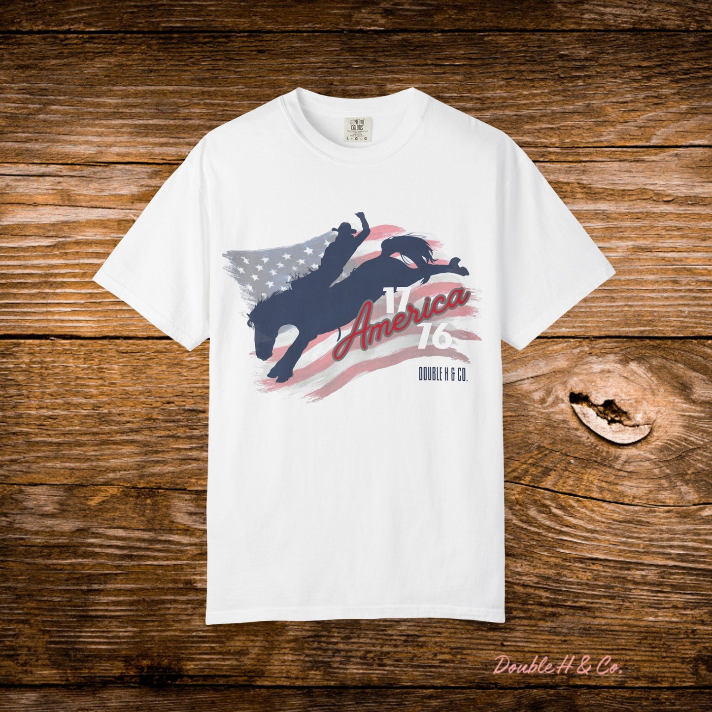 American Flag Bucking Horse Graphic Tee