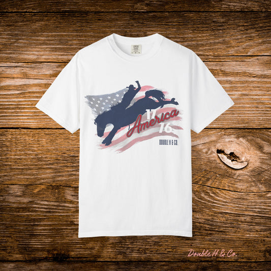 American Flag Bucking Horse Graphic Tee