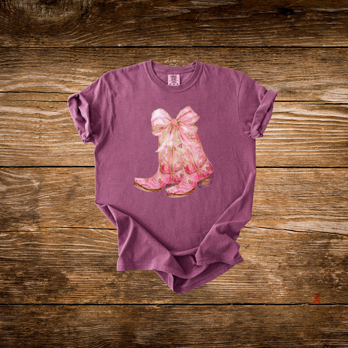 Pink Bow Cowgirl Boots Tee
