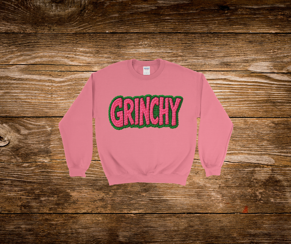 Faux Yarn Hot Pink Grinchy Crewneck