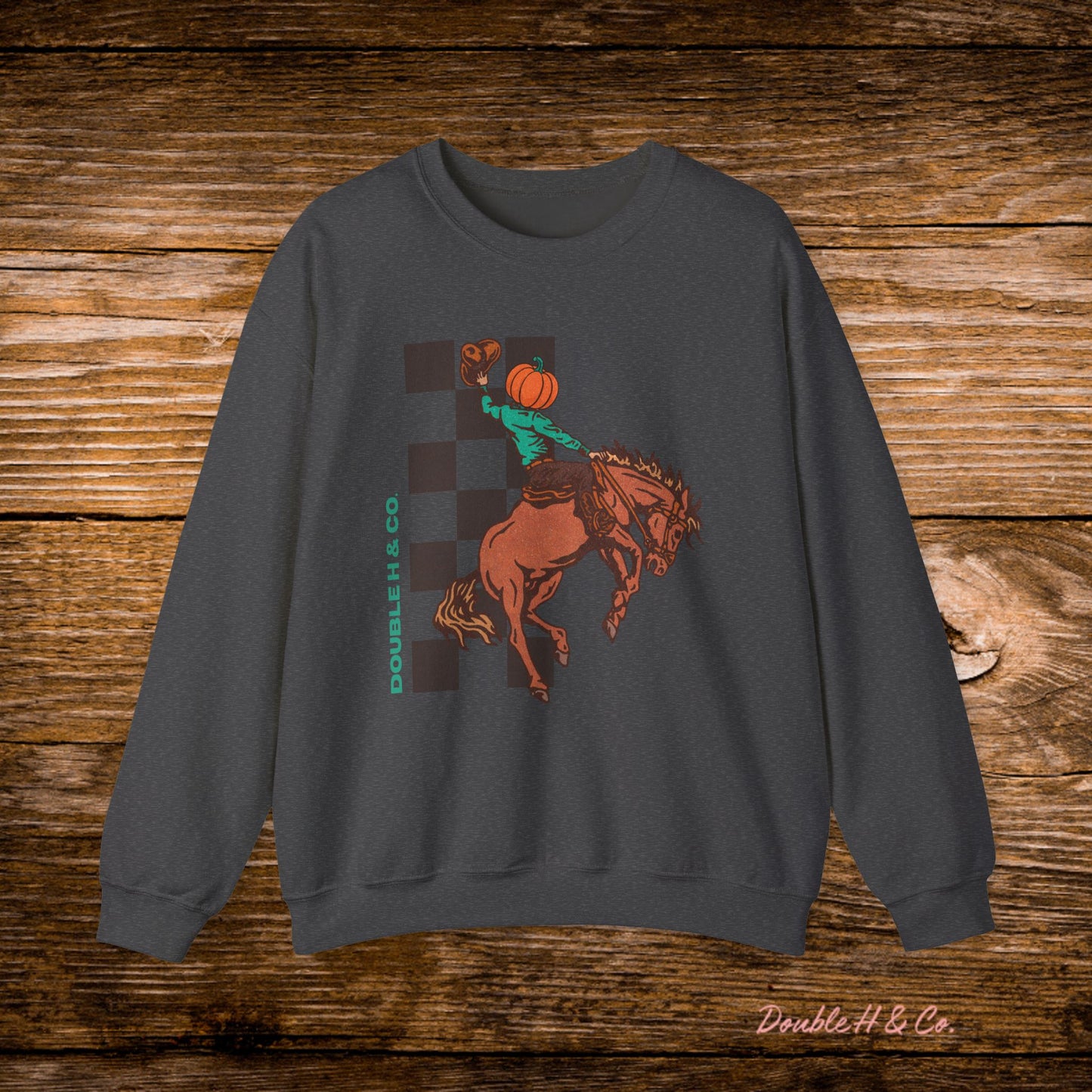 Pumpkin Bucking Horse Crewneck