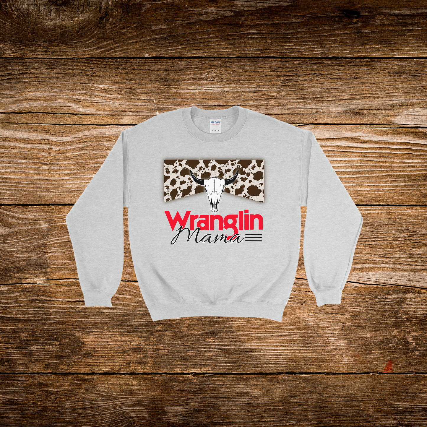 Cowprint Wranglin' Mama Crewneck