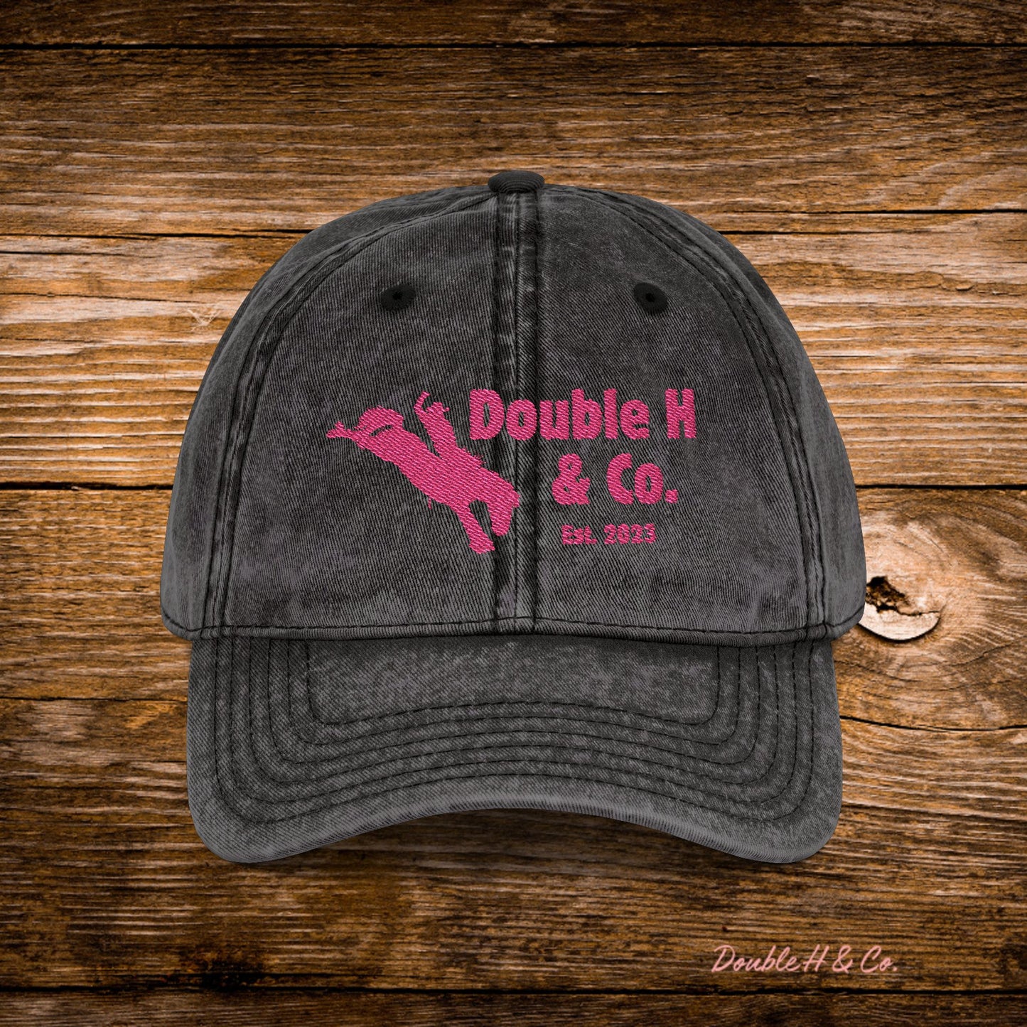 Vintage Embroidered Baseball Cap – Pink Logo