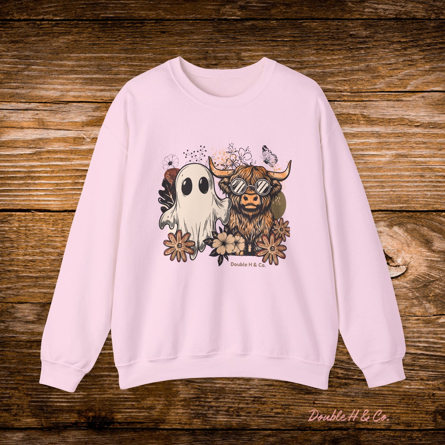 Floral Cow & Ghost Crewneck