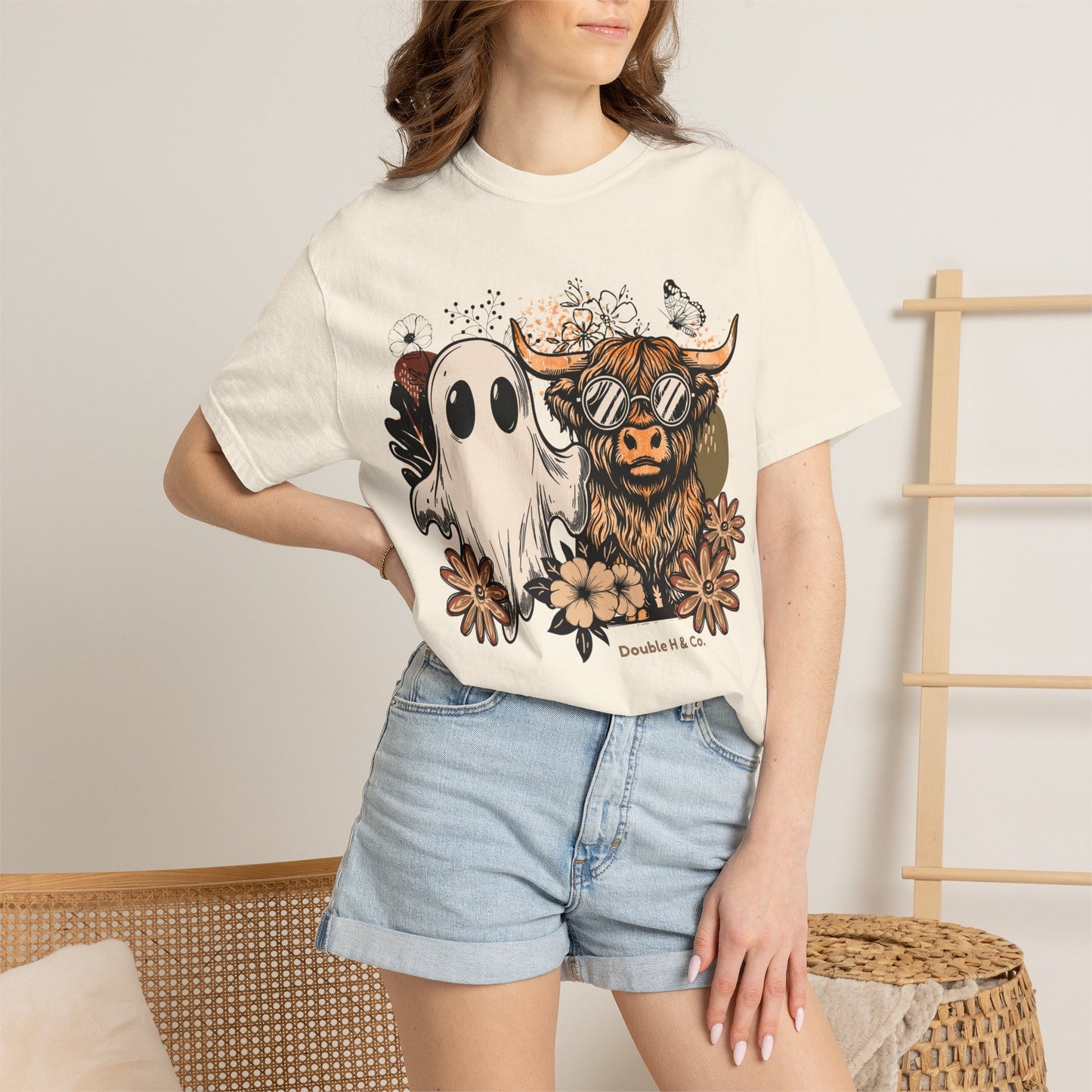 Floral Cow & Ghost Tee