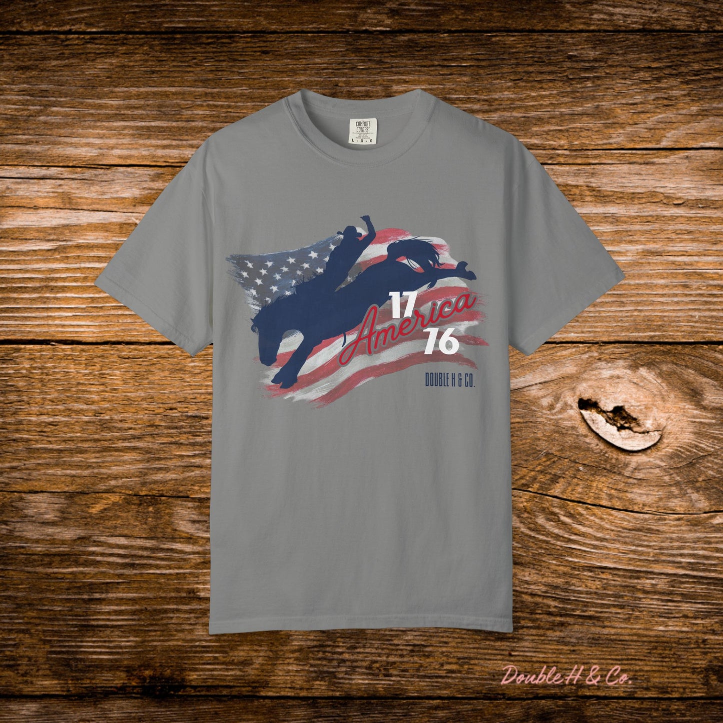 American Flag Bucking Horse Graphic Tee