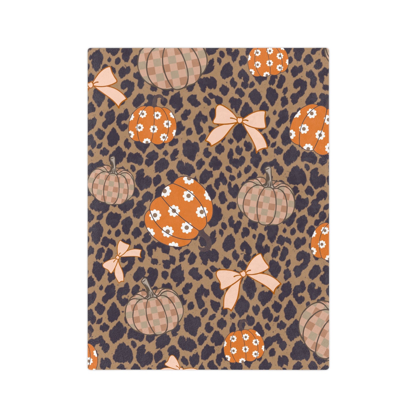 Cheetah Pumpkin & Bow Throw Blanket