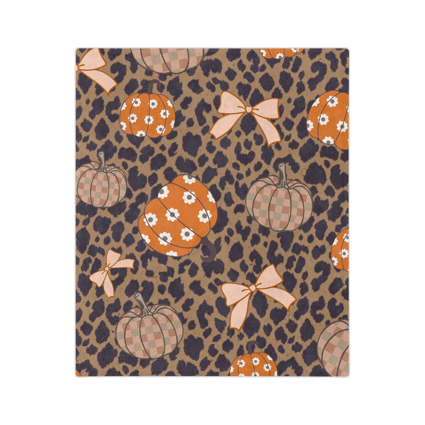 Cheetah Pumpkin & Bow Throw Blanket