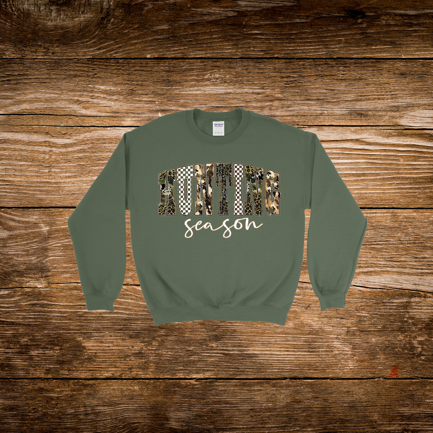 Camo Checkered Hunting Season Crewneck